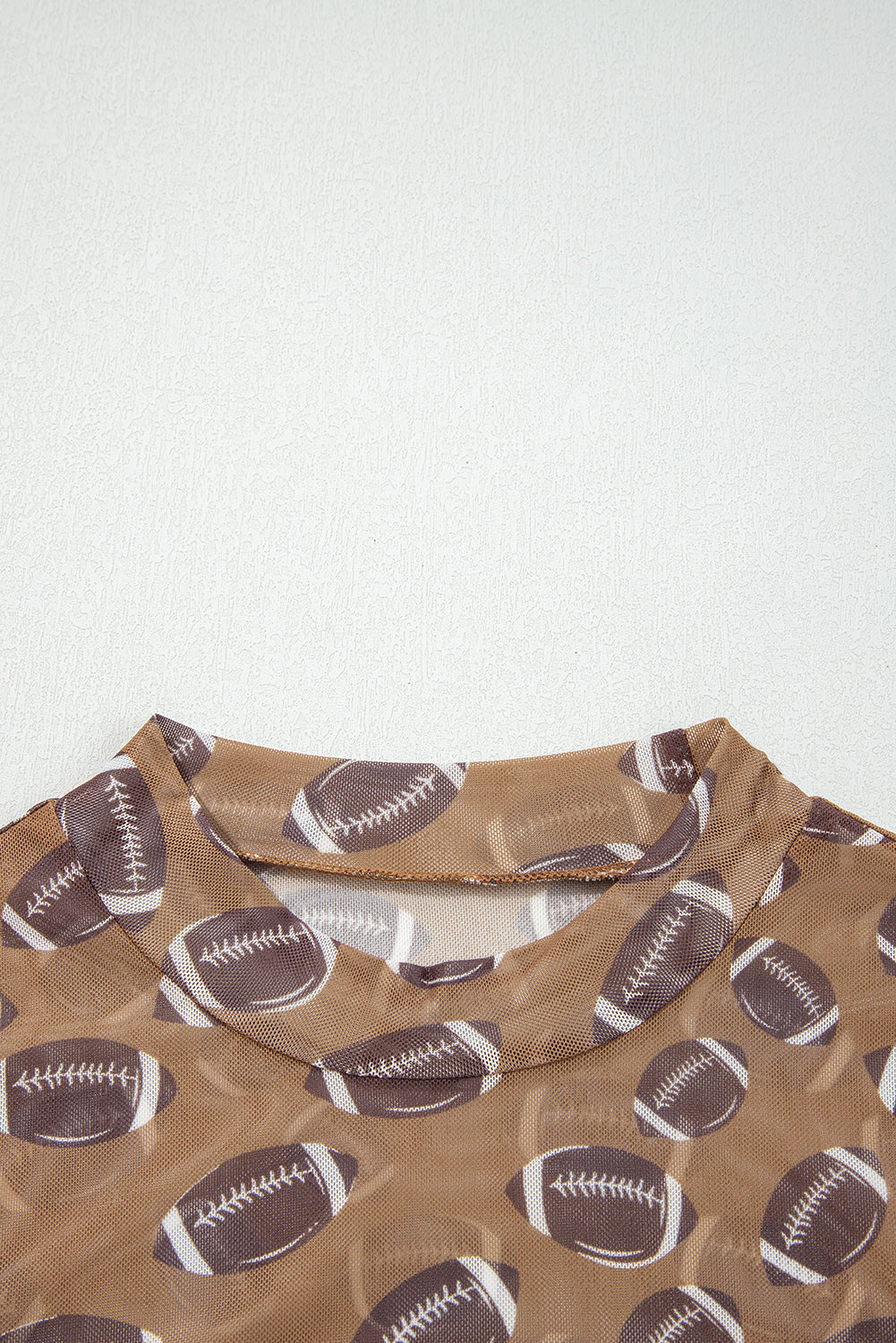 Black Game Day Rugby Mesh Sheer Long Sleeve Top