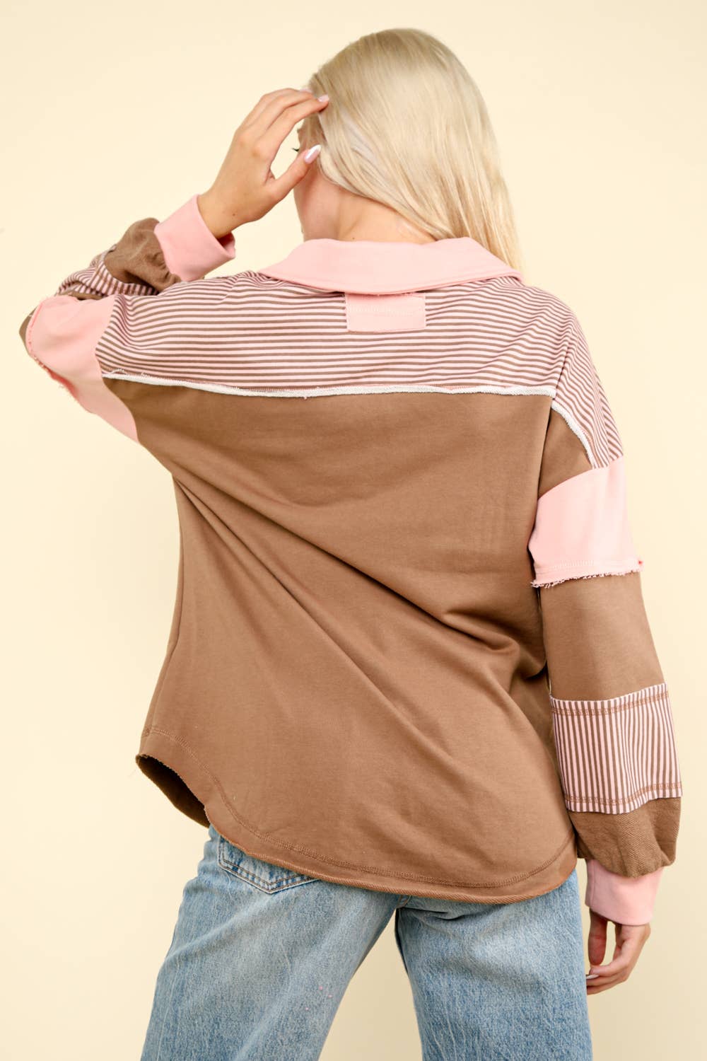 Ruby Color Block Top in Mocha