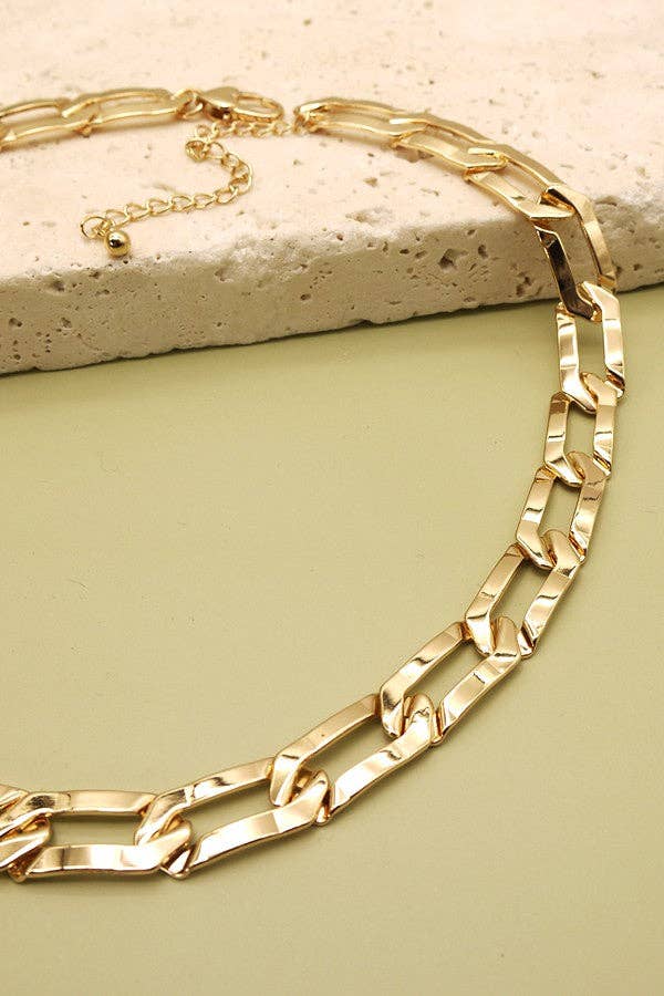 HANDMADE HAMMER LINK CHAIN | 25N260: GOLD