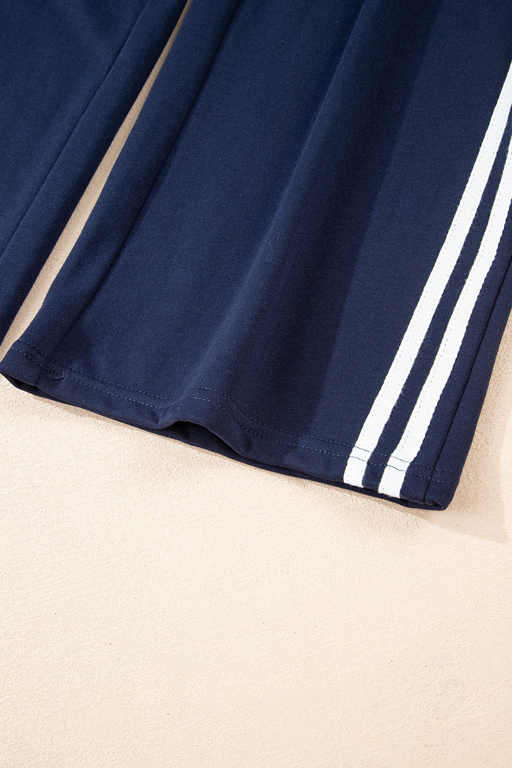 Black Varsity Striped Detail Crewneck Pullover Elastic Sweatpants 2pcs Outfit