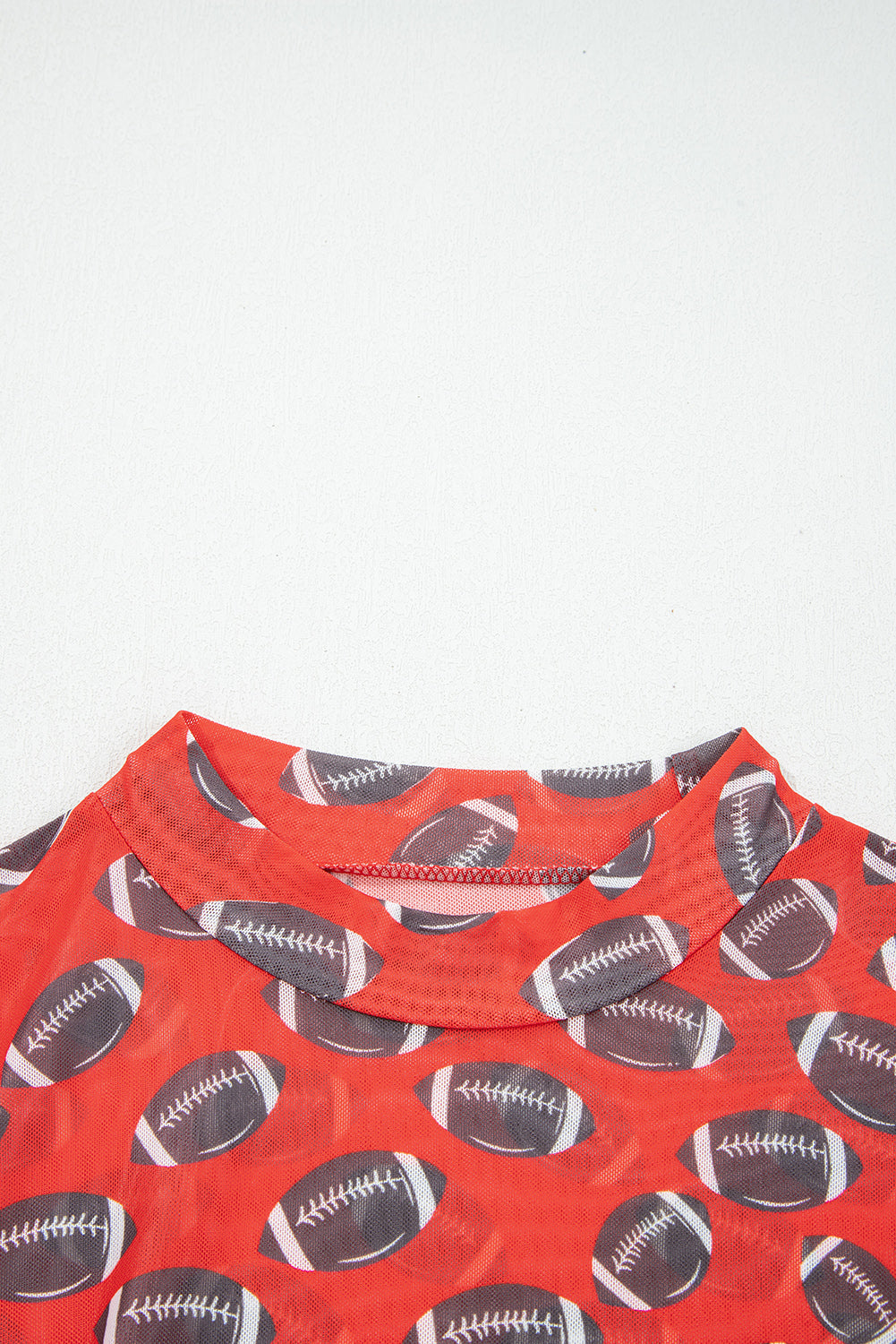 Black Game Day Rugby Mesh Sheer Long Sleeve Top