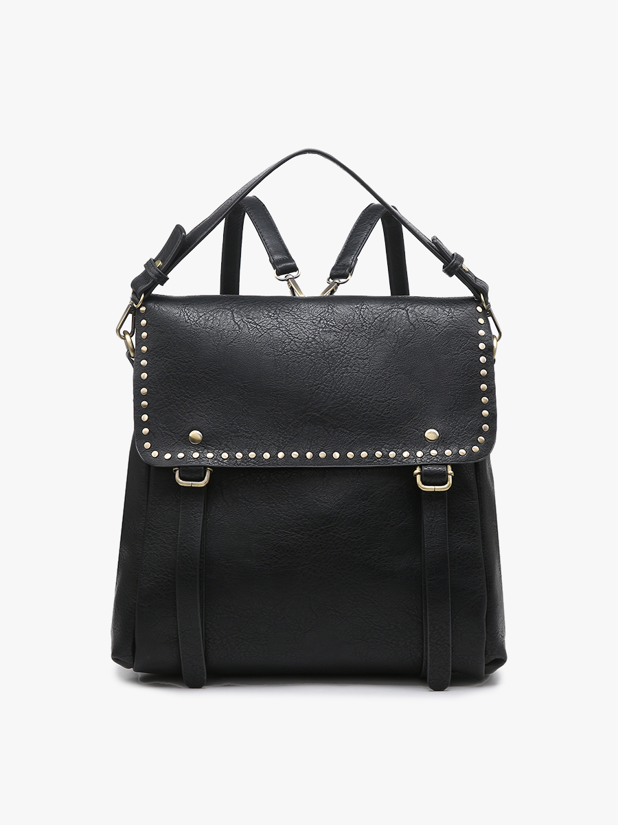 Indigo Backpack w/ Studded Details: Black