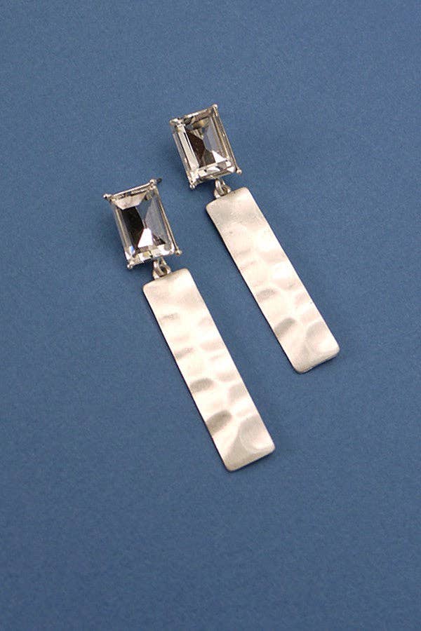 RECTANGLE STONE HAMMER DROP EARRINGS | 31E23107: WORN GOLD