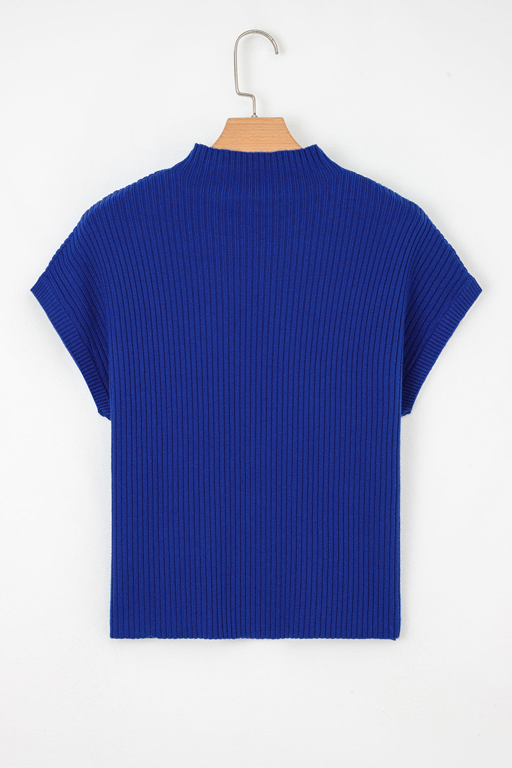 Gold Flame Patch Pocket Ribbed Knit Short Sleeve Sweater