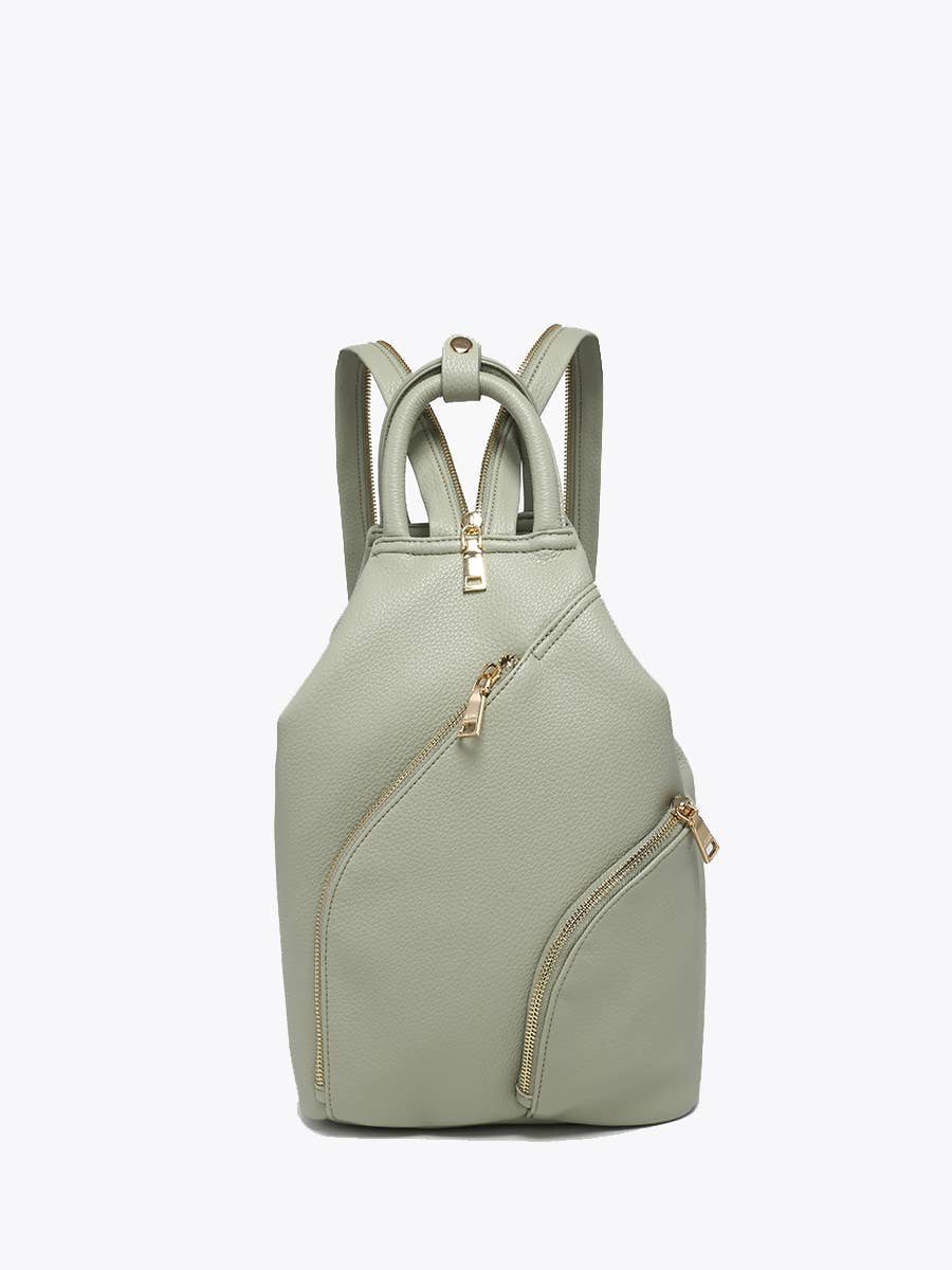 Maura Diagonal Zipper Backpack: Camel