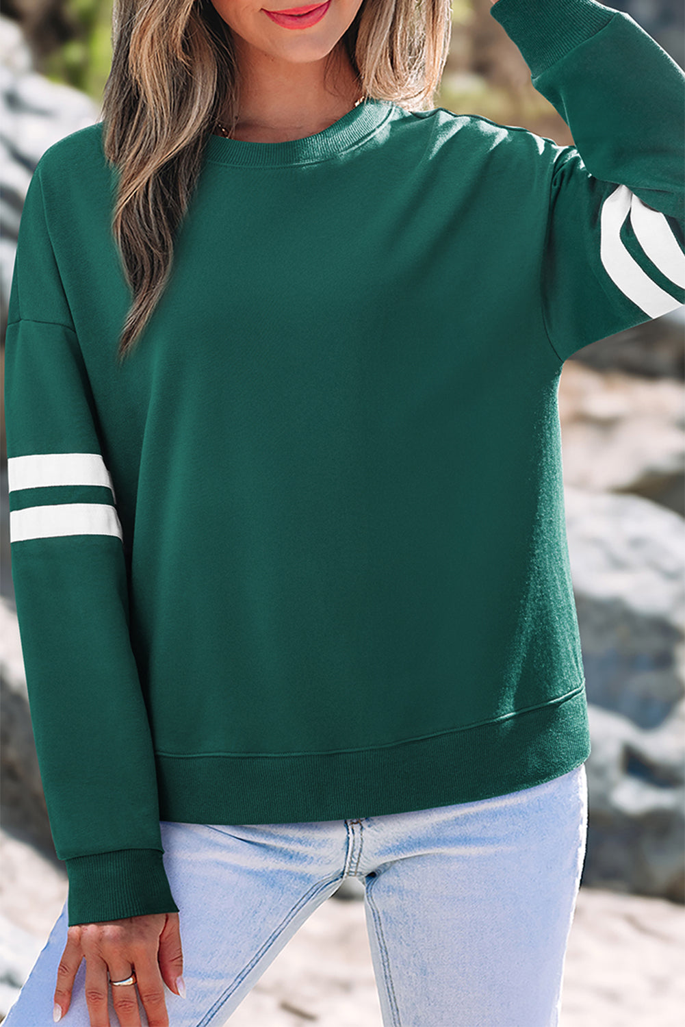 Orange Varsity Striped Detail Drop Shoulder Oversized Sweatshirt