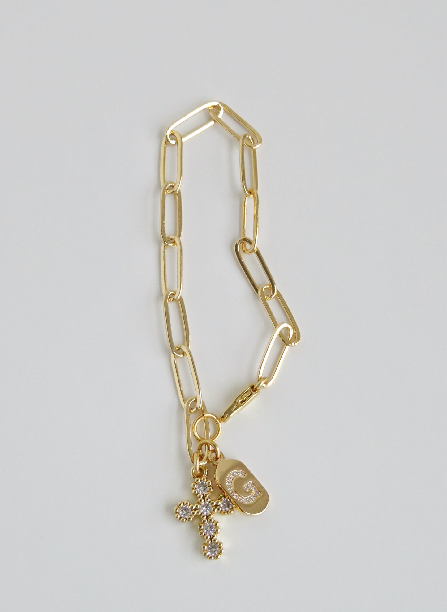 Diamond Cross & Initial Bracelet