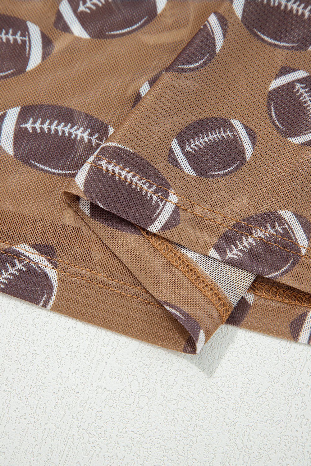 Black Game Day Rugby Mesh Sheer Long Sleeve Top