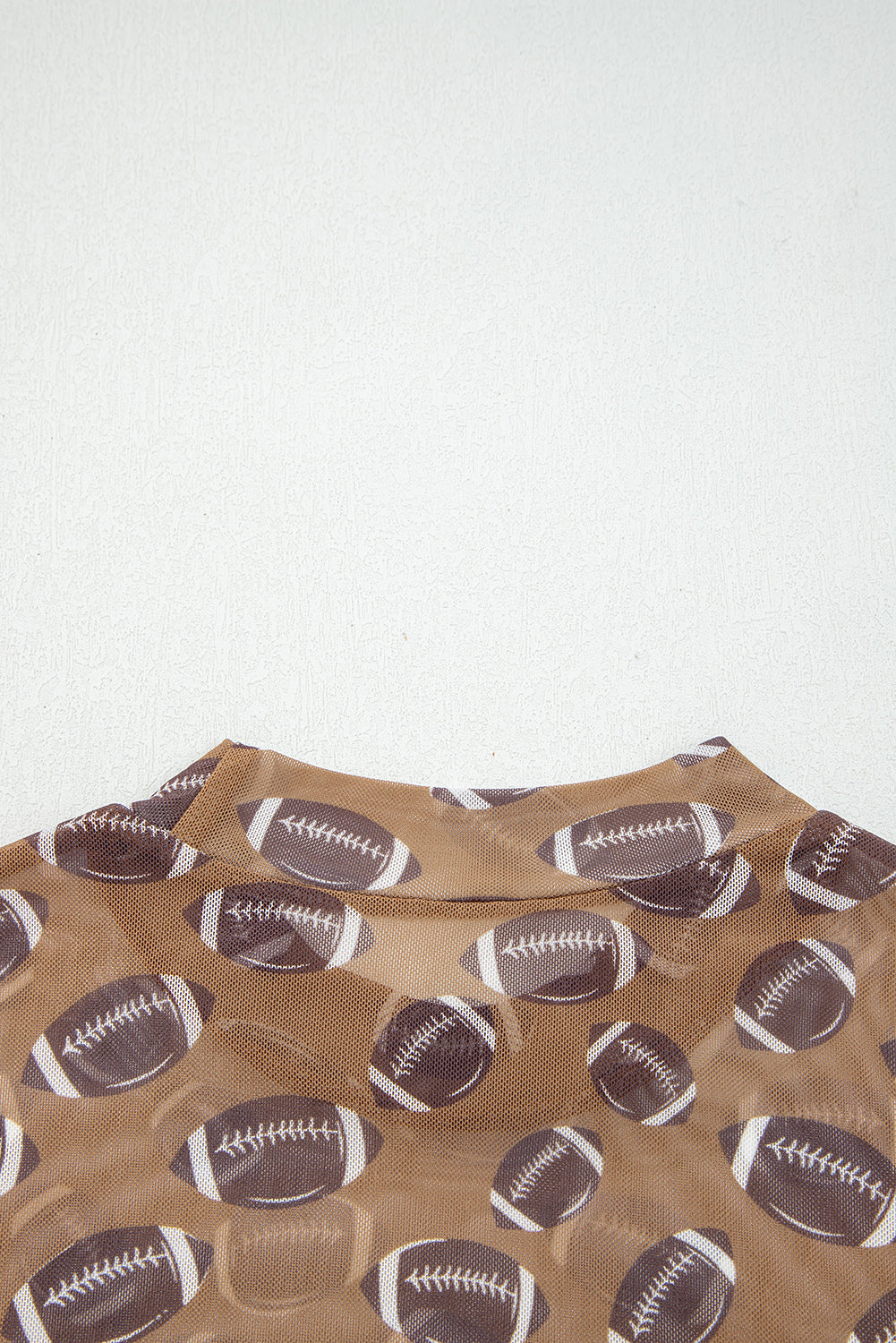 Black Game Day Rugby Mesh Sheer Long Sleeve Top