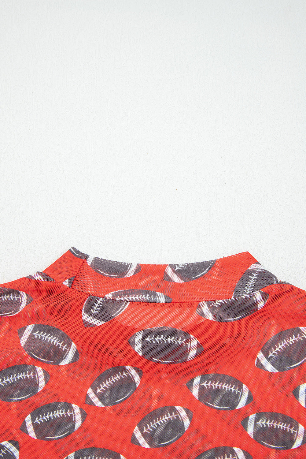 Black Game Day Rugby Mesh Sheer Long Sleeve Top