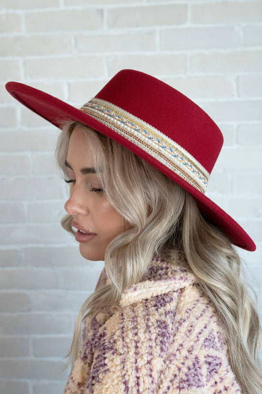 Blaze Multi Trim Wide Brim Fedora: Black