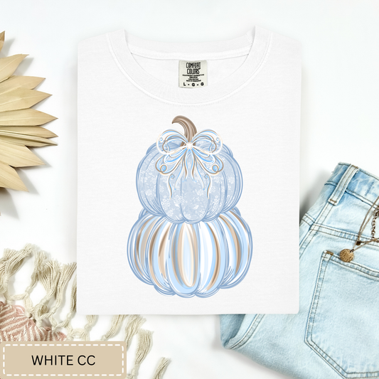 Two Blue Stacked Pumpkins Tee.