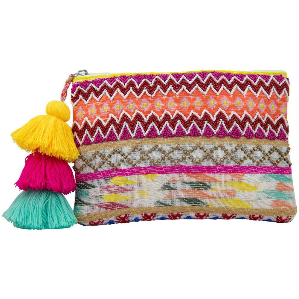 Colorful Mixed Embroidery Pocket Book with Tassel: Multicolored