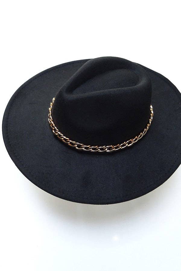 A VINTAGE PLAIN FEDORA HAT WITH GOLD CHAIN | 40HW013: PINK