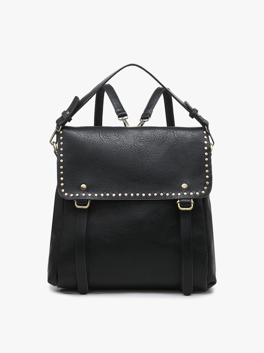 Indigo Backpack w/ Studded Details: Black