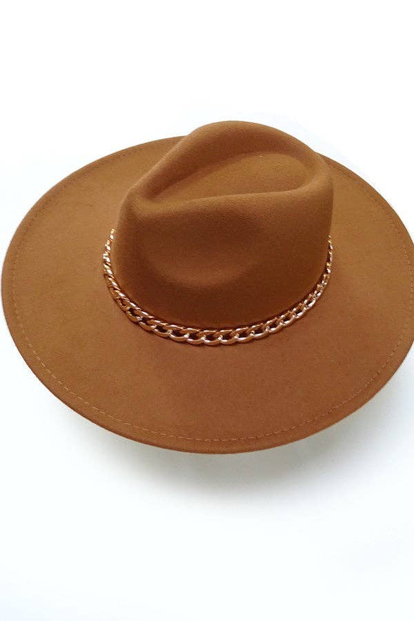 A VINTAGE PLAIN FEDORA HAT WITH GOLD CHAIN | 40HW013: PINK