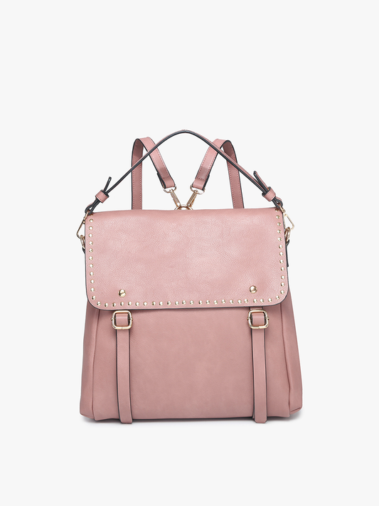 Indigo Backpack w/ Studded Details: Dark Mauve