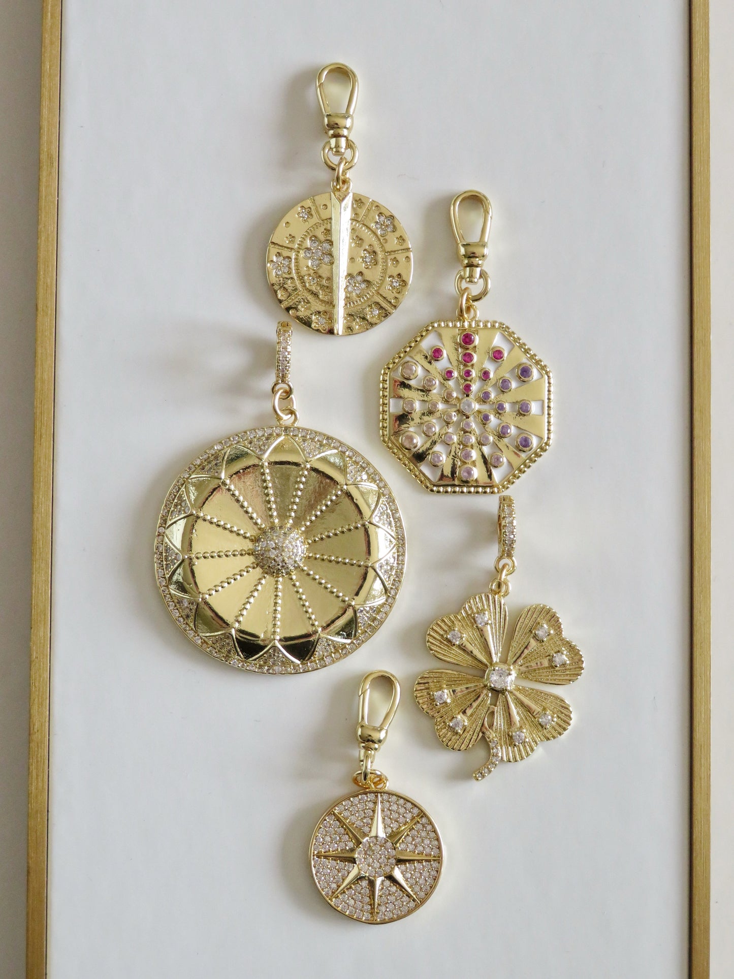 Diamond Clover Charm on Diamond Hinged Clasp