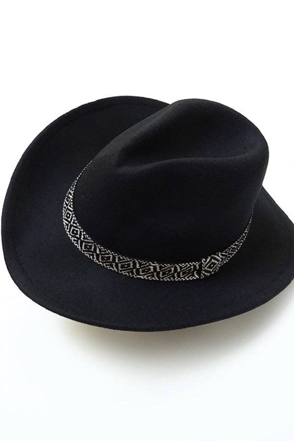 A VINTAGE CLASSIC COW BOY HAT WITH AZTEC TRIM | 40HW313: DK BROWN