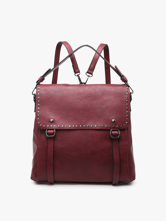 Indigo Backpack w/ Studded Details: Burgundy