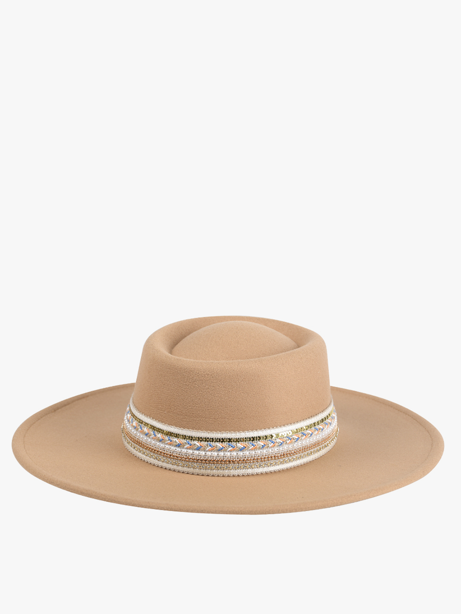 Blaze Multi Trim Wide Brim Fedora: Black