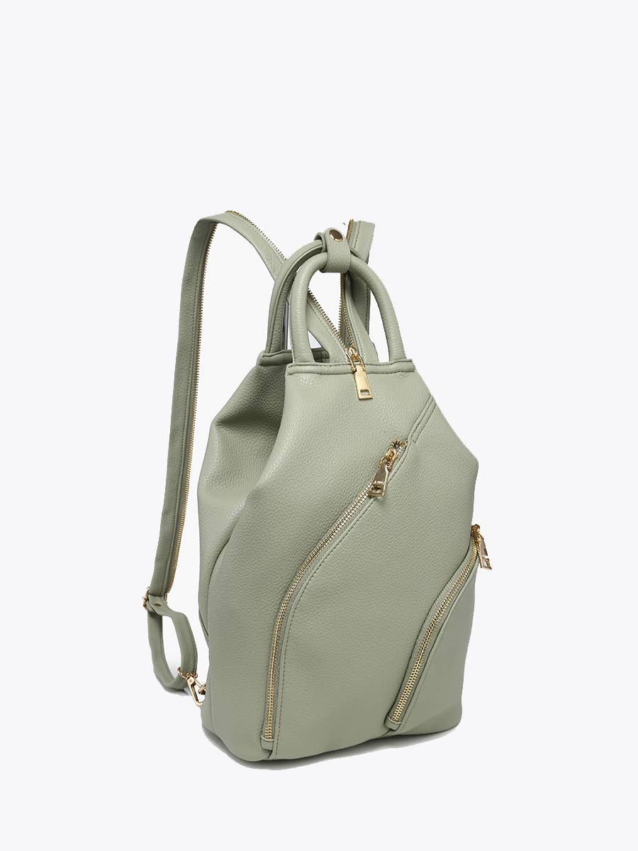 Maura Diagonal Zipper Backpack: Ivory