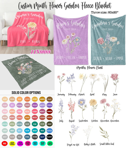 Birth Flower Custom Blanket - Week of 7.7