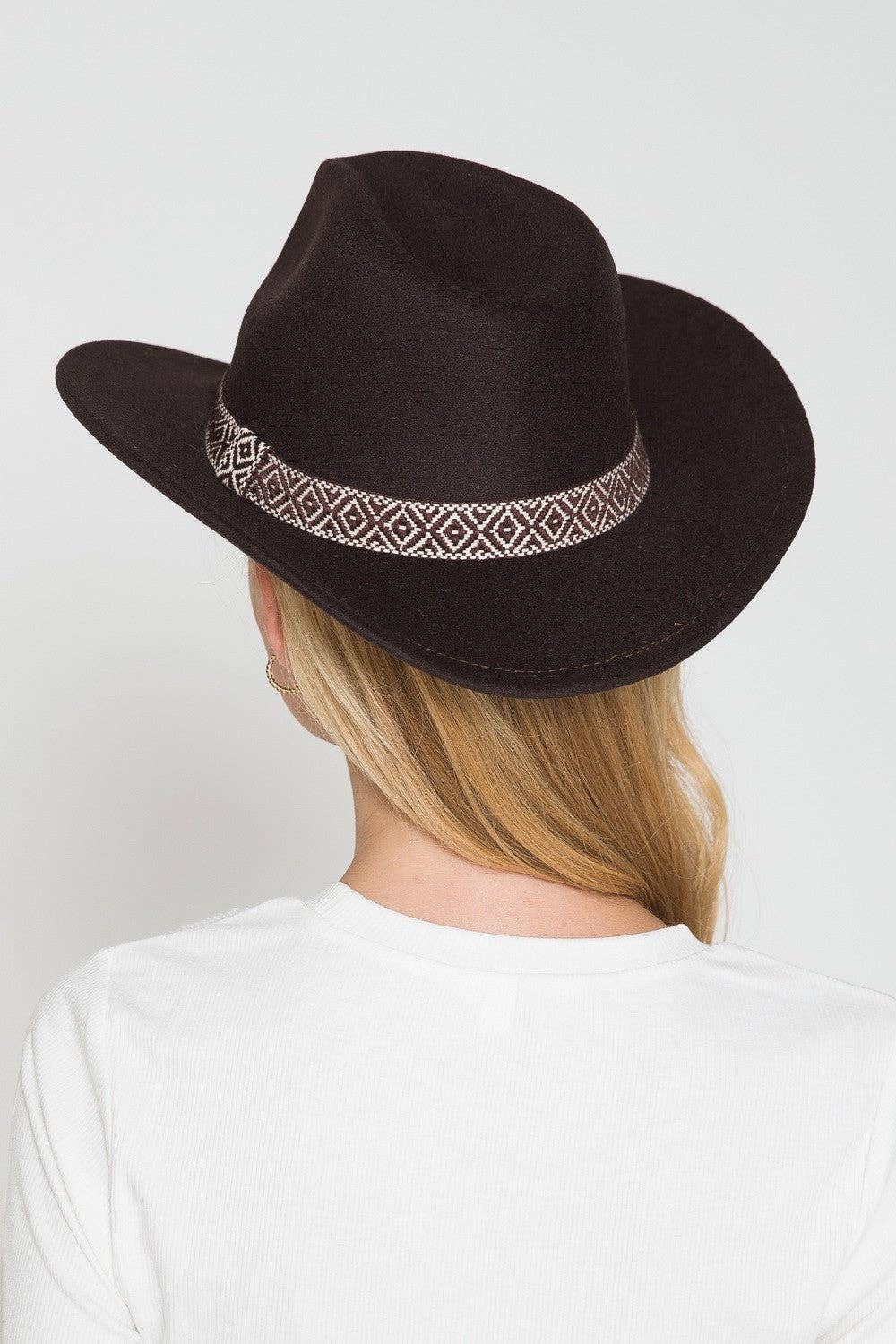 A VINTAGE CLASSIC COW BOY HAT WITH AZTEC TRIM | 40HW313: DK BROWN