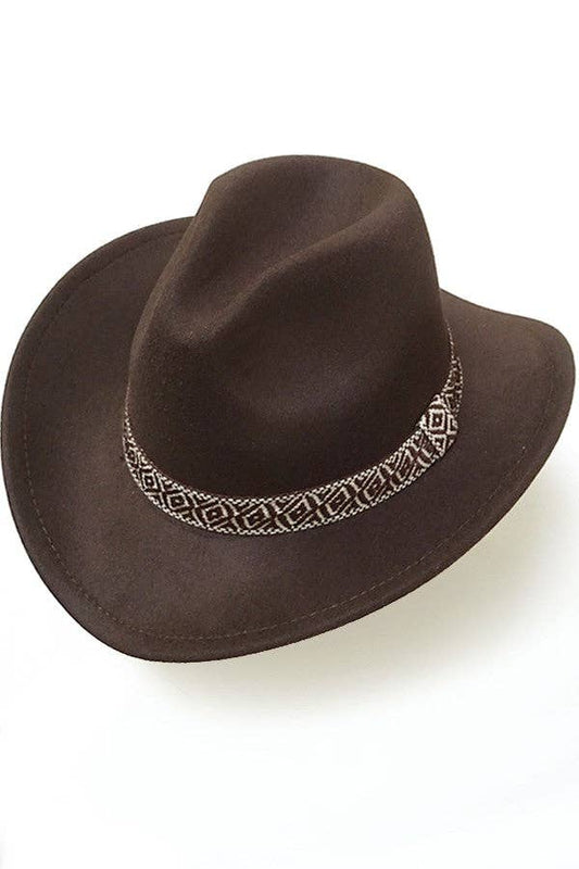 A VINTAGE CLASSIC COW BOY HAT WITH AZTEC TRIM | 40HW313: DK BROWN