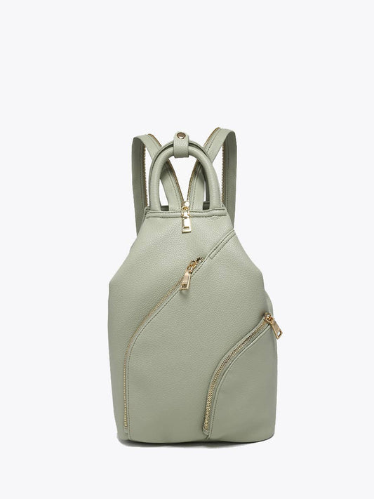 Maura Diagonal Zipper Backpack: Lt. Sage