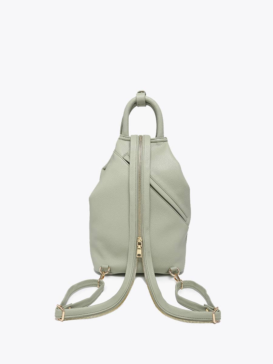 Maura Diagonal Zipper Backpack: Lt. Sage
