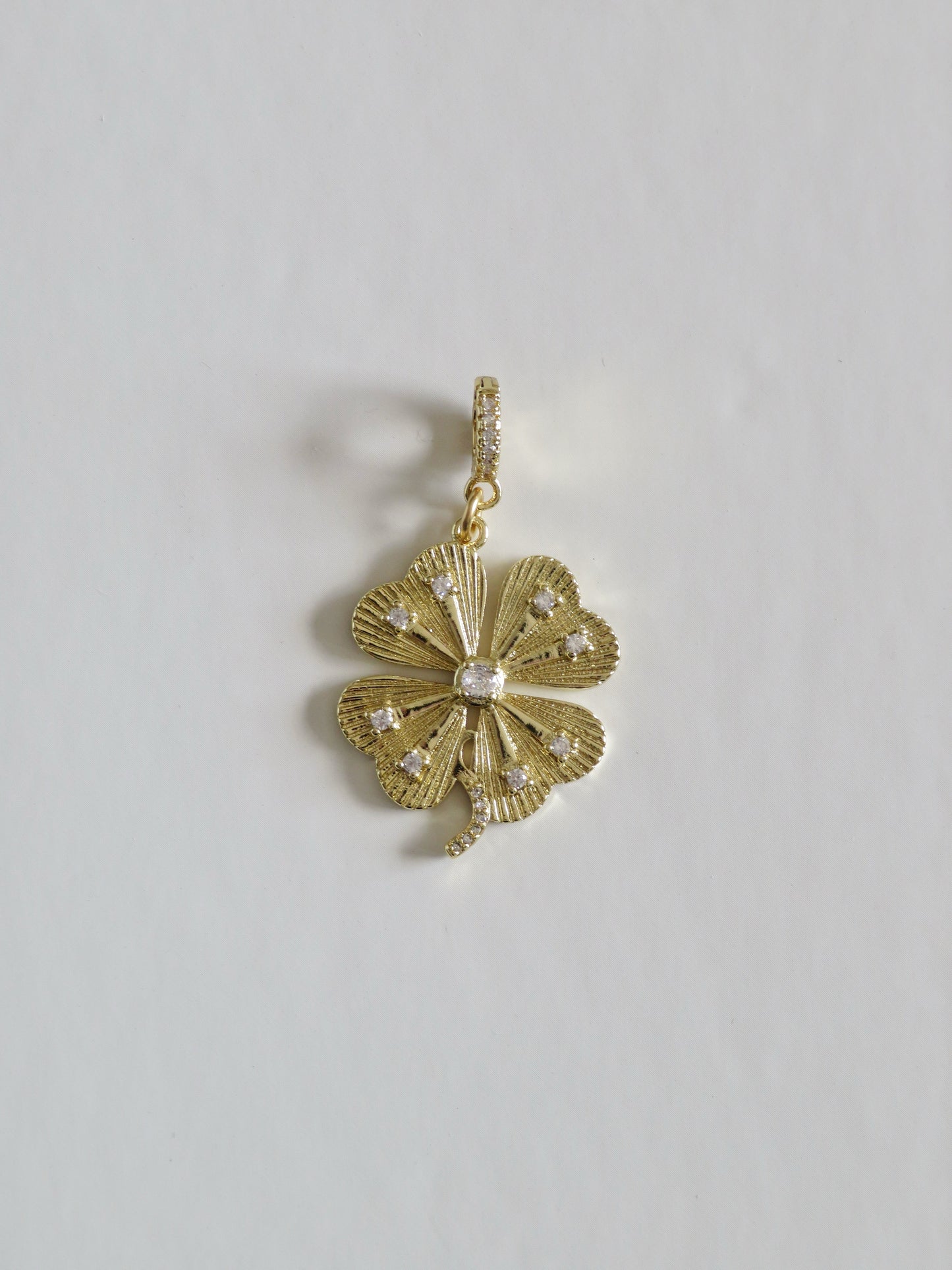 Diamond Clover Charm on Diamond Hinged Clasp