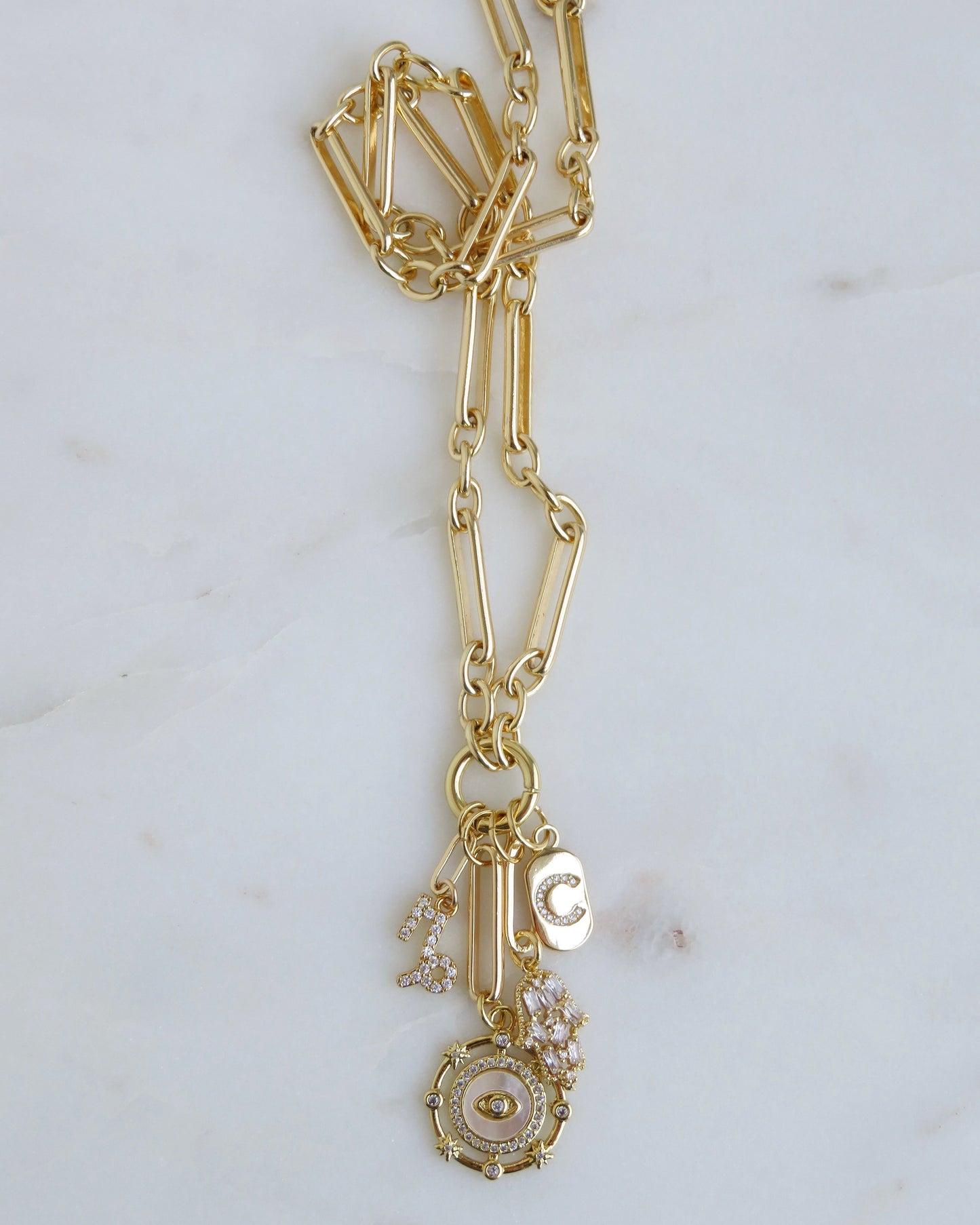 Zodiac Evil Eye Hamsa Celestial Charm Cluster