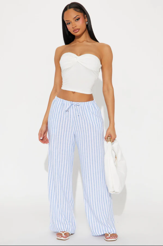 KJ Linen Trouser Pant: Blue/White Stripe
