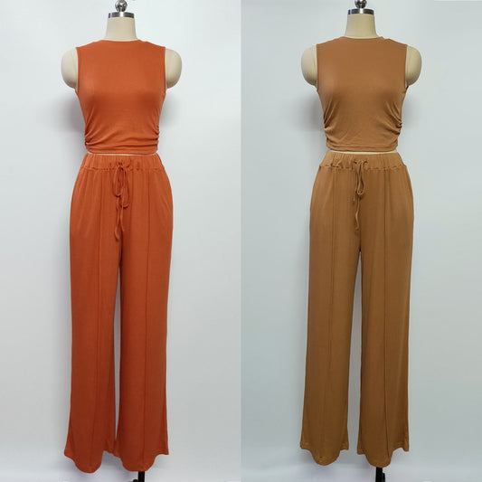 Ribbed Knit cropped tank + drawstring set - Week of 7.7