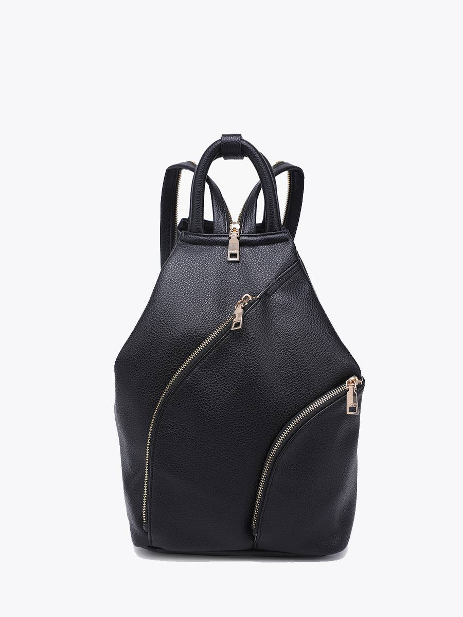 Maura Diagonal Zipper Backpack: Ivory