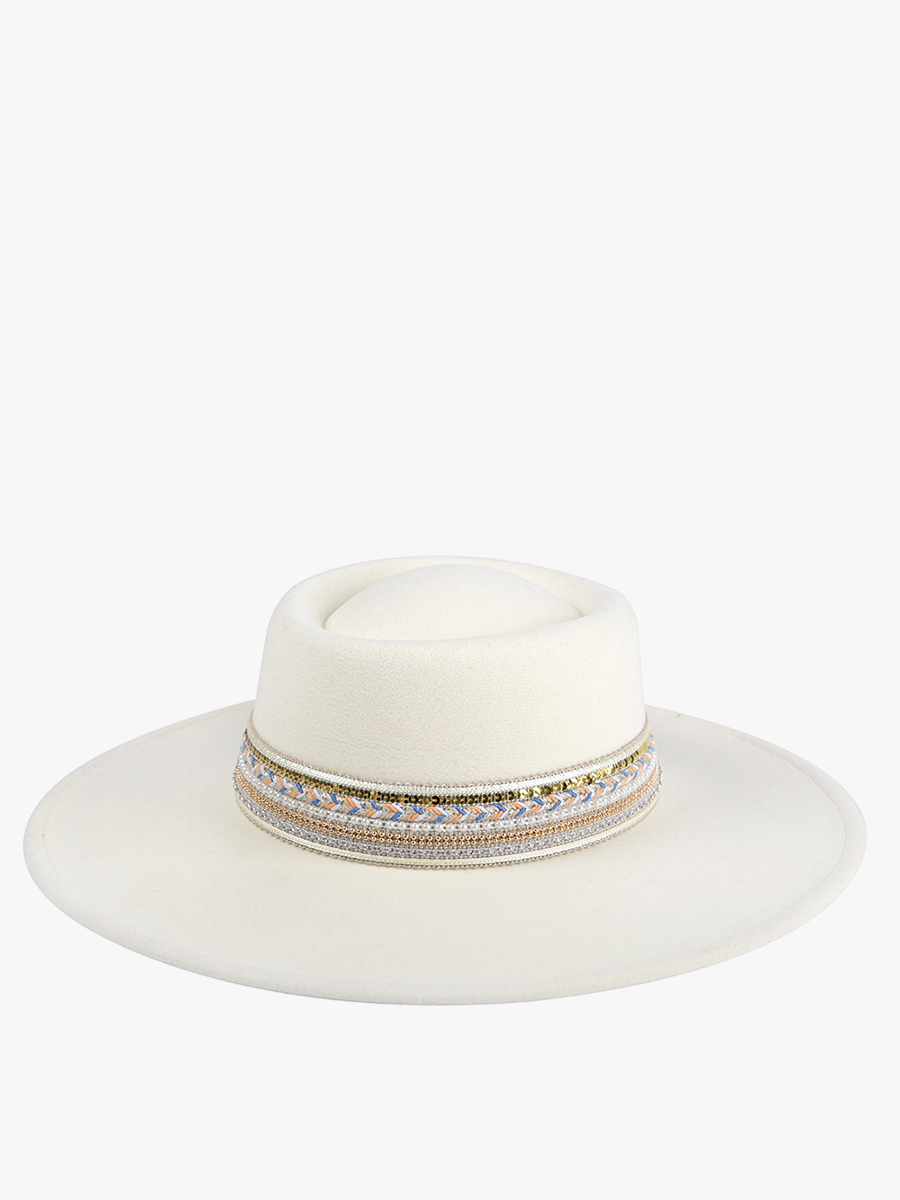 Blaze Multi Trim Wide Brim Fedora: Black