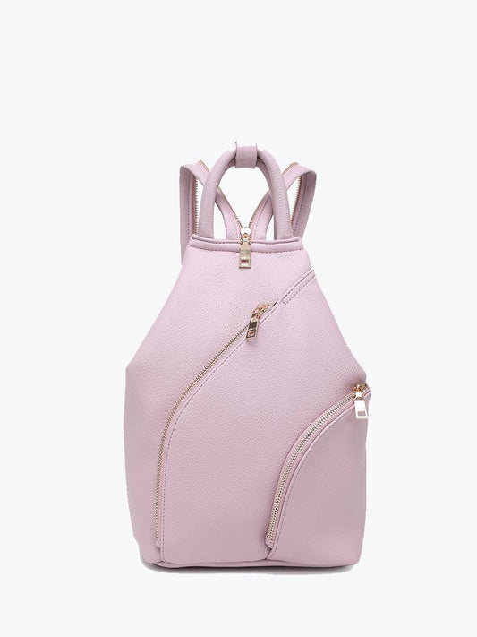 Maura Diagonal Zipper Backpack: Lt. Mauve