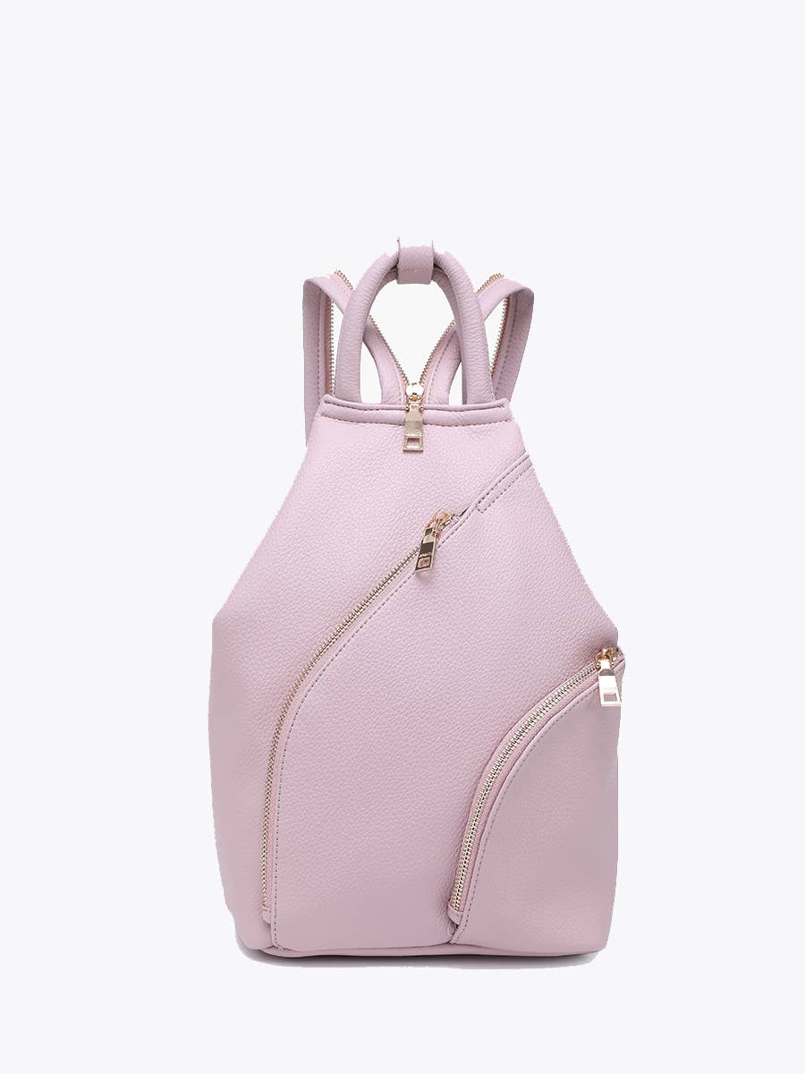 Maura Diagonal Zipper Backpack: Ivory