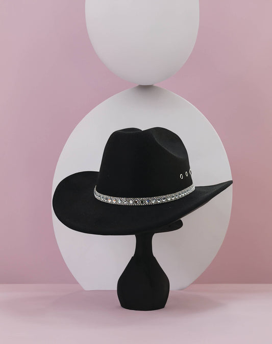 Baye Cowboy Hat w/ Rhinestone Band & Eyelets: Navy