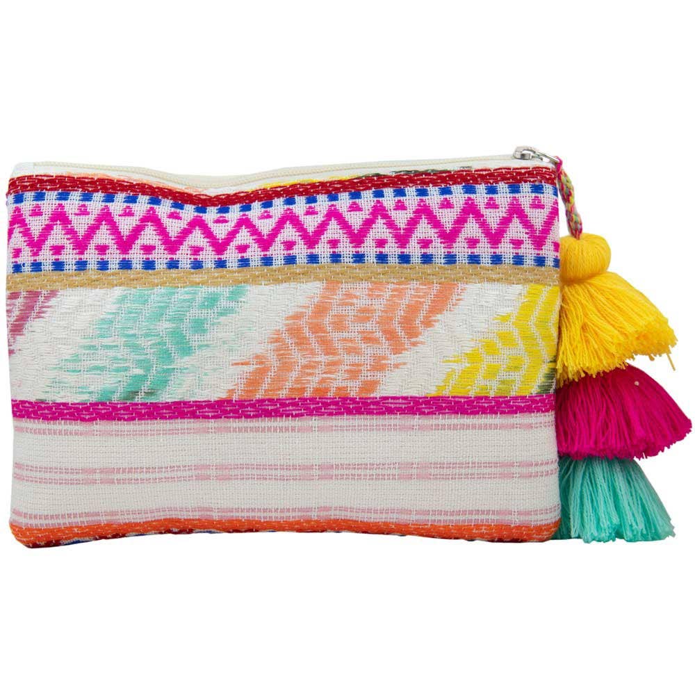 Colorful Mixed Embroidery Pocket Book with Tassel: Multicolored